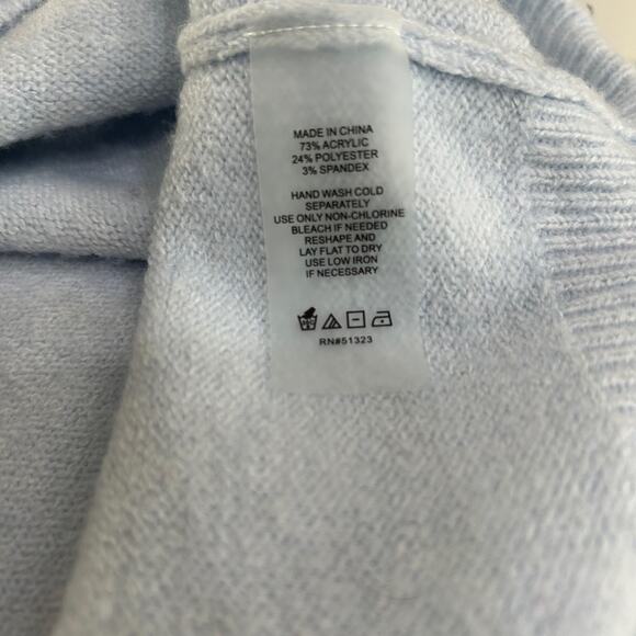 Vince Camuto Sweater Pullover Mock Neck Womens Light Blue SZL Casual Relaxed - Picture 7 of 11